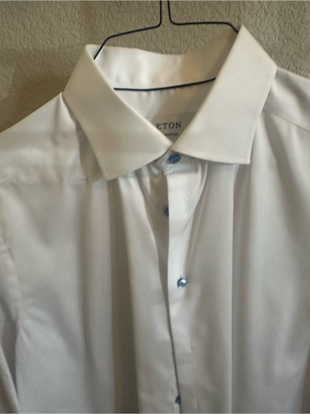 Eton White Dress Shirt with Navy Trim - Picture 3 of 6